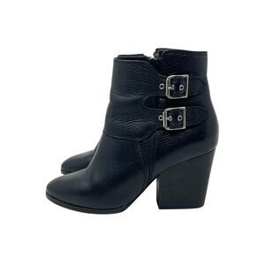 The Kooples Black Leather Bootie - Silver Buckles - Size 38